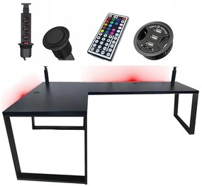 Písací Stôl Roh. Loft Low Čierna 240x160x3,6 Model 3