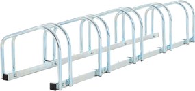 HOMCOM Stojan na bicykle z ocele na parkovanie - vnútorné a vonkajšie 145x33x27 cm Strieborný | Aosom