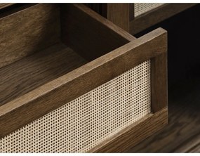 Tmavohnedá vitrína v dekore duba s posuvnými dverami 110x160 cm Barrali – Unique Furniture