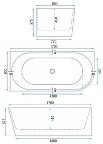 Rea Wenus, akrylová rohová vaňa 1700x800x575 mm, ľavá, biela, REA-W0129
