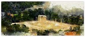 Obraz - Chrám Dia, Atény, Grécko (120x50 cm)