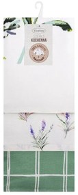 Sada kuchynských utierok LAVENDER naturálna / zelená