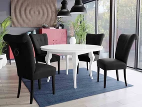 Stôl Julia FI 120 so 4 stoličkami ST65, Farby: čierny, Farby:: biely lesk, Potah: Magic Velvet 2219