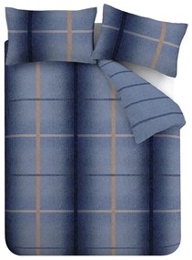 Tmavomodré flanelové obliečky na dvojlôžko/predĺžené 230x220 cm Melrose Tweed Check – Catherine Lansfield