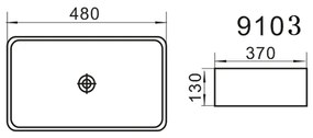Erga Kamilah, umývadlo na dosku 480x370x130 mm, biela lesklá, ERG-V03-9103B-WH