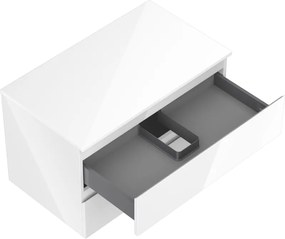 Mexen Orio, kúpeľňová skrinka 80 cm s hornou časťou, 2 zásuvky, biela lesklá, 91A10-08047-2-BFFC00