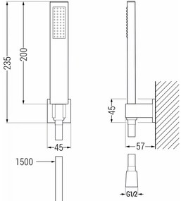 Mexen príslušenstvo - 1-bodový ručný sprchový set R-02, čierny, 785005050-70