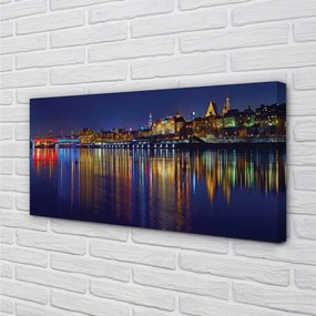 Obraz na plátne Varšava mesto noc rieka most 140x70 cm