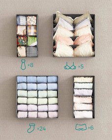 Organizér na spodnú bielizeň Lea, sada 8ks, sivá