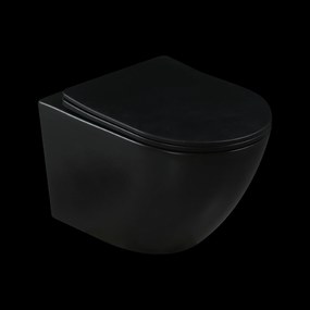 Invena Tavro, závesná misa 490x360x350 mm + WC sedadlo, QFS, čierna matná, INV-CE-71-005-Y