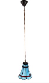 Modrá závesná Tiffany lampa červené pruhy RedLine - Ø 15*115 cm E14/max 1*25W