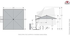Doppler myZone 280 x 280 cm -  záhradný naklápací bočný slnečník - Rozbalený tovar (S295)