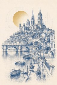Historické mesto - Metalický obraz 70x50cm