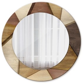 Okrúhle ozdobné zrkadlo Geometrické 3d drevo fi 50 cm