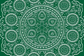 Tapeta jemná etnická Mandala v zelenom prevedení