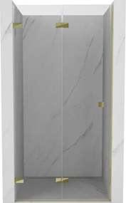 Mexen, Mexen Lunar-F skladacie ľavé sprchové dvere 60 cm, transparentné, zlaté - 836-060-000-50-00-L