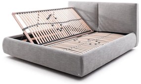 Sivá čalúnená dvojlôžková posteľ s úložným priestorom s roštom 180x200 cm Atesio – Meise Möbel