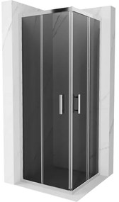Mexen Rio, štvorcový sprchovací kút s posuvnými dverami 70(dvere) x 70(dvere) x 190 cm, 6mm šedé sklo, chrómový profil, 860-070-070-01-40