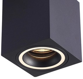 Stropné svietidlo Bima Ring Square, 1x čierne kovové tienidlo