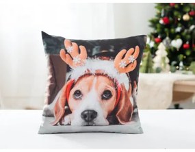 Carbotex Vianočná obliečka na vankúšik 40 × 40 cm – Pejsek Beagle