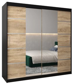 Šatníková skriňa 200 cm Verika 4 200 (čierna + dub sonoma). Akcia -29%. Vlastná spoľahlivá doprava až k Vám domov. 1064310