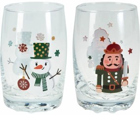 Súprava 2 vianočných pohárov Snehuliak a Luskáčik 250 ml
