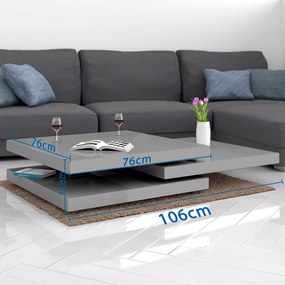 Konferenčný stolík NY – 60 x 60 cm – vysoký lesk šedý