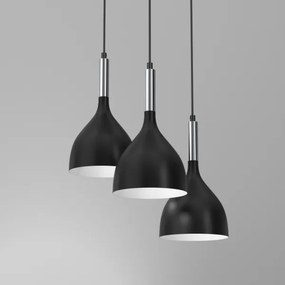 Luster na lanku NOAK 3xE27/15W/230V čierna/chróm