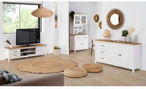 Biely TV stolík z borovicového dreva 158x47 cm Miranda – Marckeric