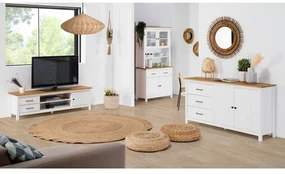 Biely TV stolík z borovicového dreva 158x47 cm Miranda – Marckeric