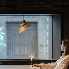 Drevený luster na lanku 1xE27/60W/230V pr. 33 cm masív/dub/orech/kaučukovník