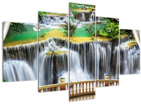 Obraz - Výhľad na kúzelné vodopády (150x105 cm)
