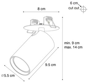 Moderné zabudované bodové svetlo biele GU10 50 mm - Chels