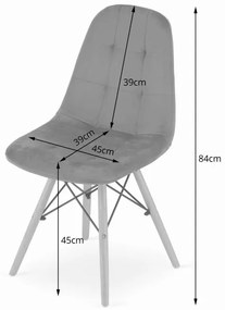 Jedálenská stolička DUMO zamat - tmavosivá (hnedé nohy)