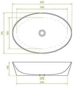 Laveo Desna, umývadlo na dosku 620x415x140 mm, biela lesklá, LAV-VUD_6262