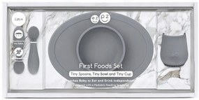 Silikónová jedálenská sada pre deti EZPZ First Food Set Farba: sivá