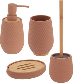 Sada kúpeľňových doplnkov Tova, cappuccino/s drevenými prvkami