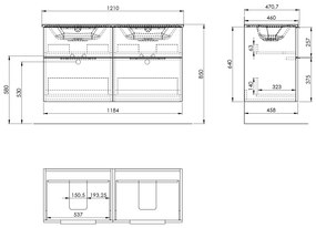Sapho Sapho, CIRASA umývadlová skrinka 118,4x64x46cm, rustikálna borovica, CR121-1616-21