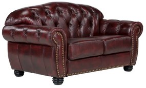 furniture-nabytek.cz - Pohovka Chesterfield Hereford 2-miestna z pravej kože, červená