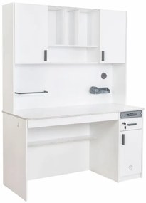 Veľký písací stôl s nadstavcom Pure - biela