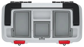 Kufor na náradie s kovovým držadlom 47 × 25,6 × 23,8 cm, organizéry, sivá