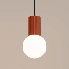 Oranžové závesné svietidlo so skleneným tienidlom ø 12 cm Orbital – Sollux