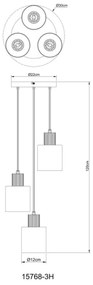 Globo 15768-3H - Závesný luster na lane ALEIDIS 3xE27/25W/230V priemer 30 cm
