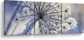 Obraz - Zamrznutý kvet (s hodinami) (90x30 cm)