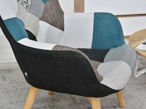Kreslo Nutri (patchwork + čierna). Akcia -18%. Vlastná spoľahlivá doprava až k Vám domov. 1110350