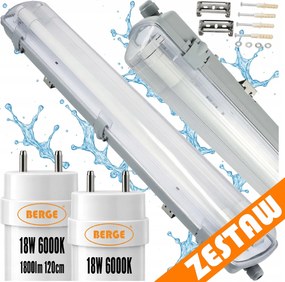 Sada LED svietidiel 120 cm, 36 W, 3600 lm, 6000 K, do garáže, s plechom