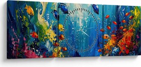 Obraz - Maľba podmorského sveta (s hodinami) (90x30 cm)