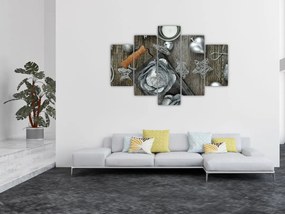 Obraz - strieborné vianočné dekorácie (150x105 cm)