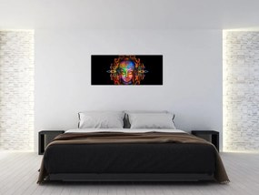 Obraz - Busta Budhu v neónových farbách (120x50 cm)