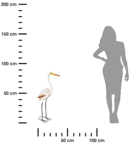 Záhradná kovová figúrka Crane, 87 cm, viacfarebná